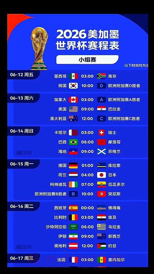 2026世界杯比赛时间官方发布比赛时间表实时查看